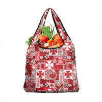 Wallis Et Futuna Kilisimasi Fiefia Grocery Bag Pacific Patchwork Xmas Vibes LT9 1-pack One Size Red - Polynesian Pride