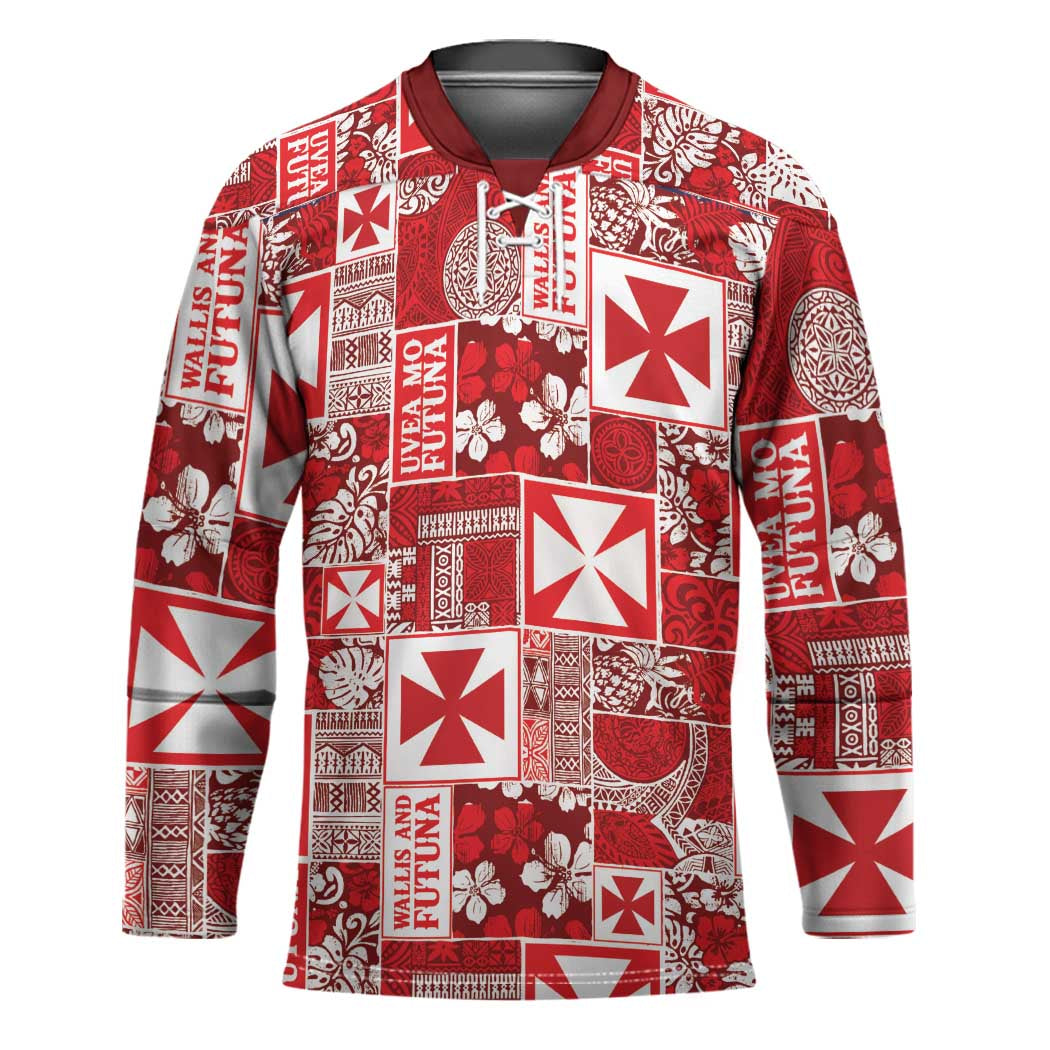 Wallis Et Futuna Kilisimasi Fiefia Hockey Jersey Pacific Patchwork Xmas Vibes - Polynesian Pride