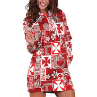 Wallis Et Futuna Kilisimasi Fiefia Hoodie Dress Pacific Patchwork Xmas Vibes LT9 Red - Polynesian Pride
