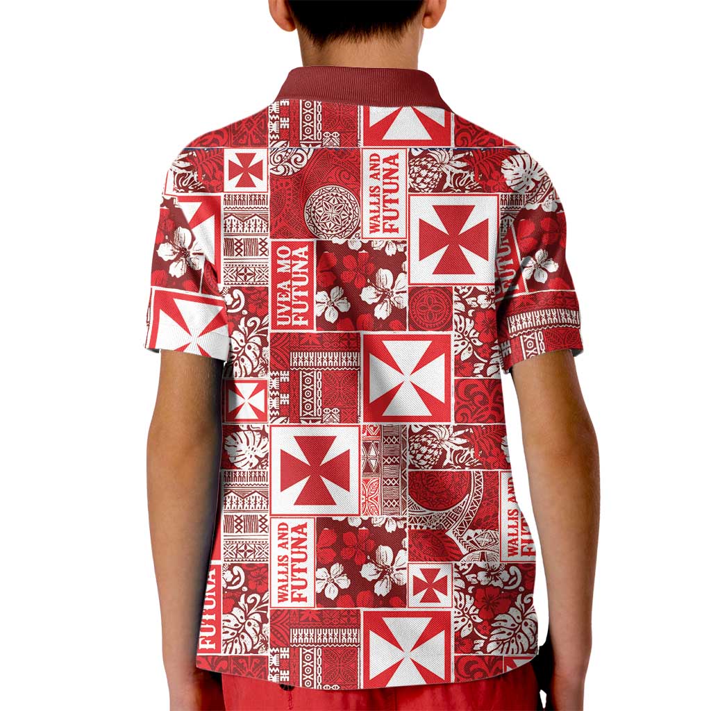 Wallis Et Futuna Kilisimasi Fiefia Kid Polo Shirt Pacific Patchwork Xmas Vibes - Polynesian Pride