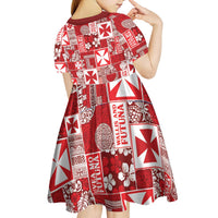 Wallis Et Futuna Kilisimasi Fiefia Kid Short Sleeve Dress Pacific Patchwork Xmas Vibes - Polynesian Pride