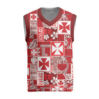 Wallis Et Futuna Kilisimasi Fiefia Christmas Knitted V-Neck Vest Pacific Patchwork Xmas Vibes LT9 Red - Polynesian Pride