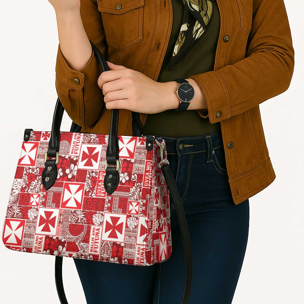 Wallis Et Futuna Kilisimasi Fiefia Leather Bag Pacific Patchwork Xmas Vibes - Polynesian Pride