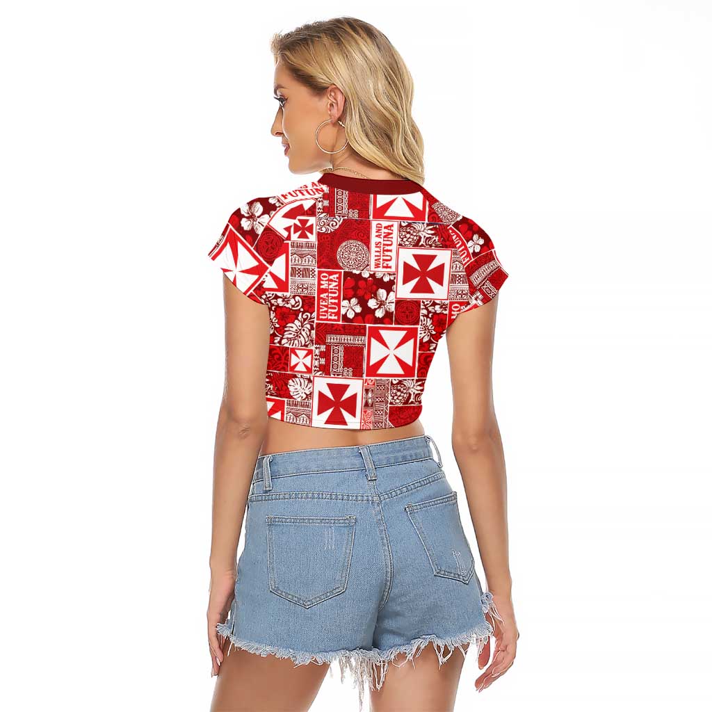 Wallis Et Futuna Kilisimasi Fiefia Raglan Cropped T Shirt Pacific Patchwork Xmas Vibes - Polynesian Pride