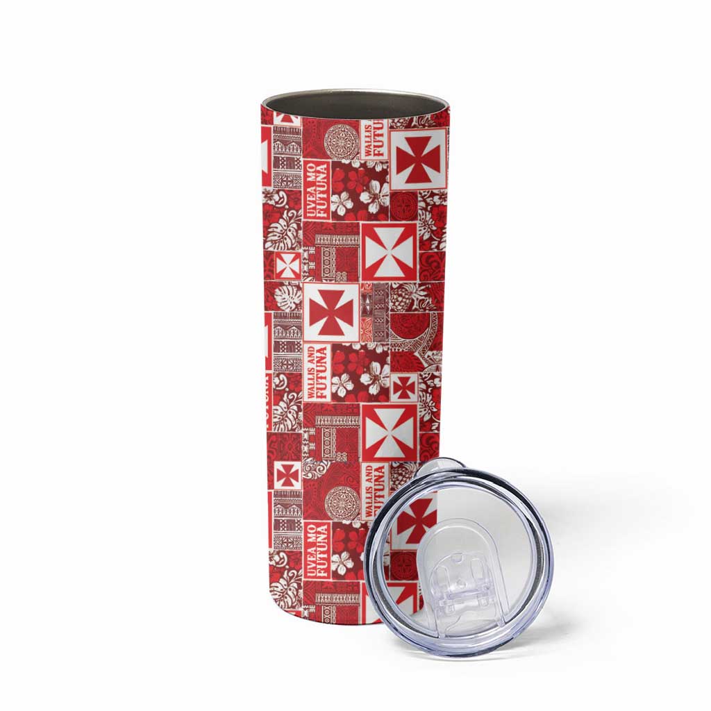 Wallis Et Futuna Kilisimasi Fiefia Skinny Tumbler Pacific Patchwork Xmas Vibes LT9 - Polynesian Pride