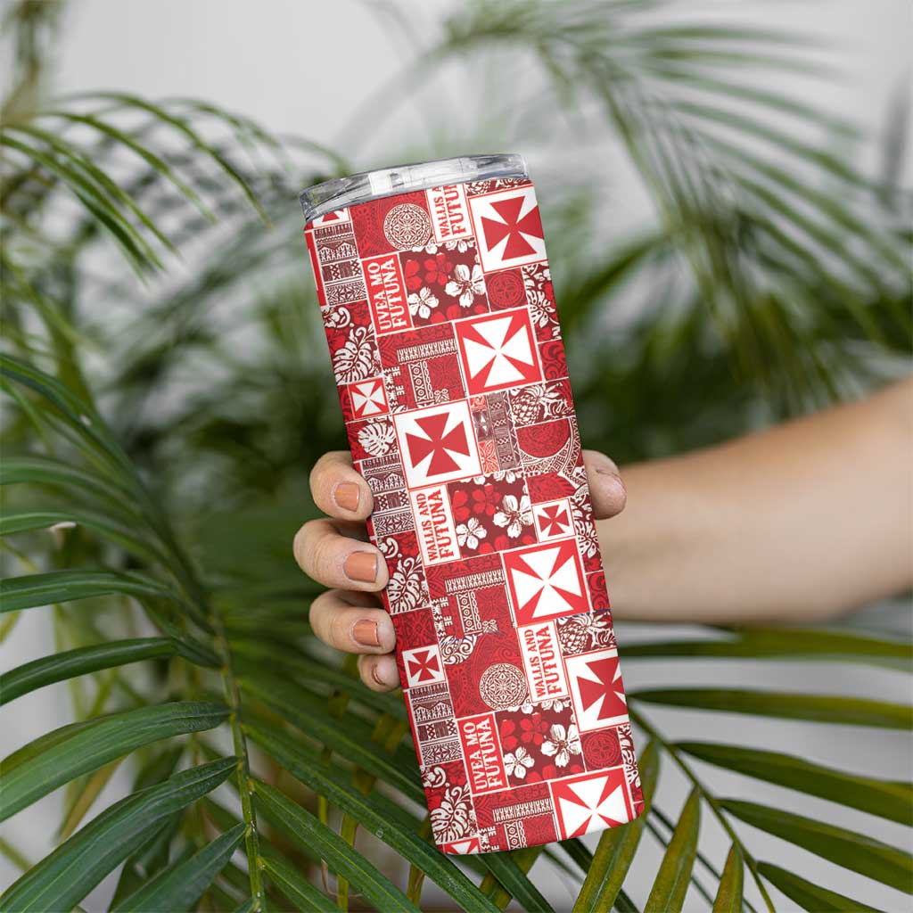 Wallis Et Futuna Kilisimasi Fiefia Skinny Tumbler Pacific Patchwork Xmas Vibes LT9 - Polynesian Pride