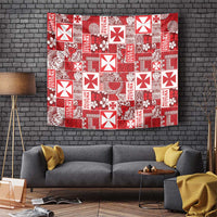 Wallis Et Futuna Kilisimasi Fiefia Tapestry Pacific Patchwork Xmas Vibes LT9 Red - Polynesian Pride