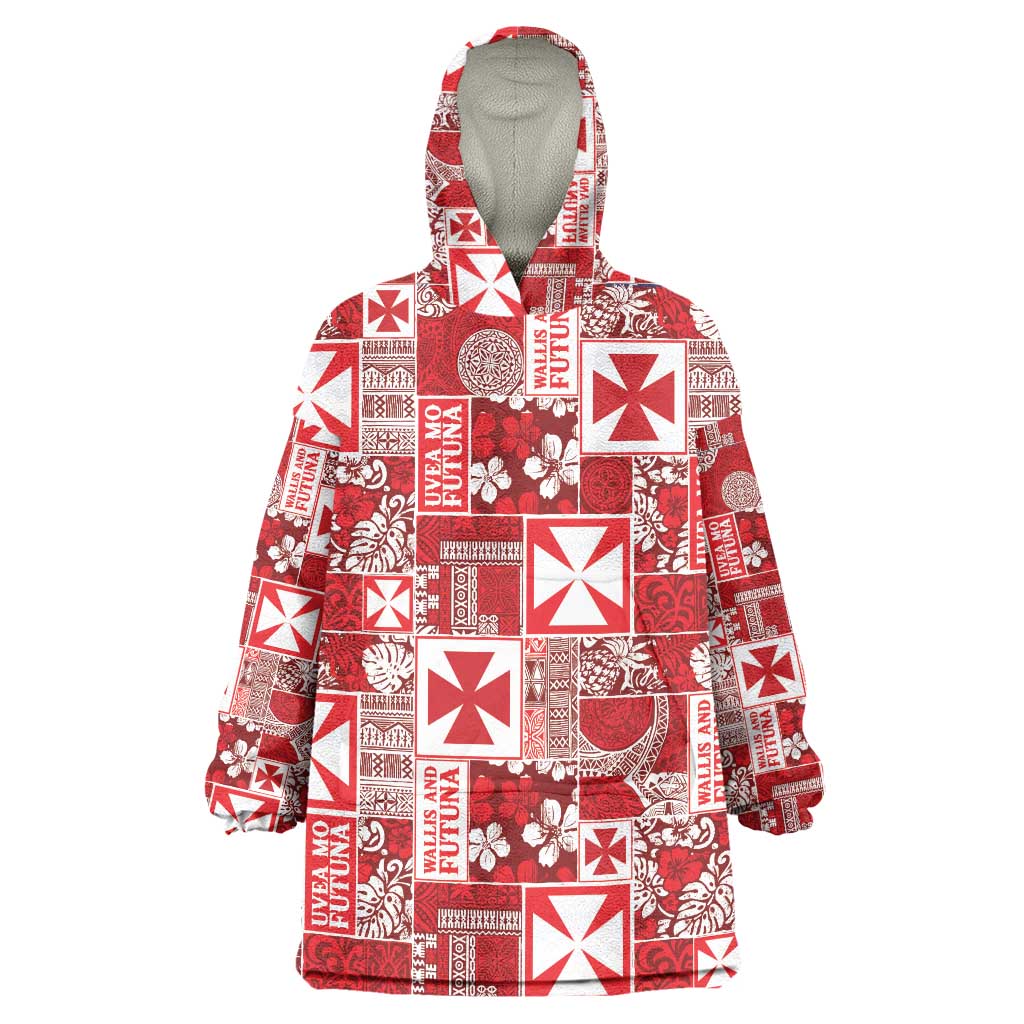 Wallis Et Futuna Kilisimasi Fiefia Wearable Blanket Hoodie Pacific Patchwork Xmas Vibes LT9 One Size Red - Polynesian Pride
