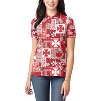 Wallis Et Futuna Kilisimasi Fiefia Women Polo Shirt Pacific Patchwork Xmas Vibes - Polynesian Pride