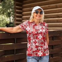 Wallis Et Futuna Kilisimasi Fiefia Women Polo Shirt Pacific Patchwork Xmas Vibes - Polynesian Pride