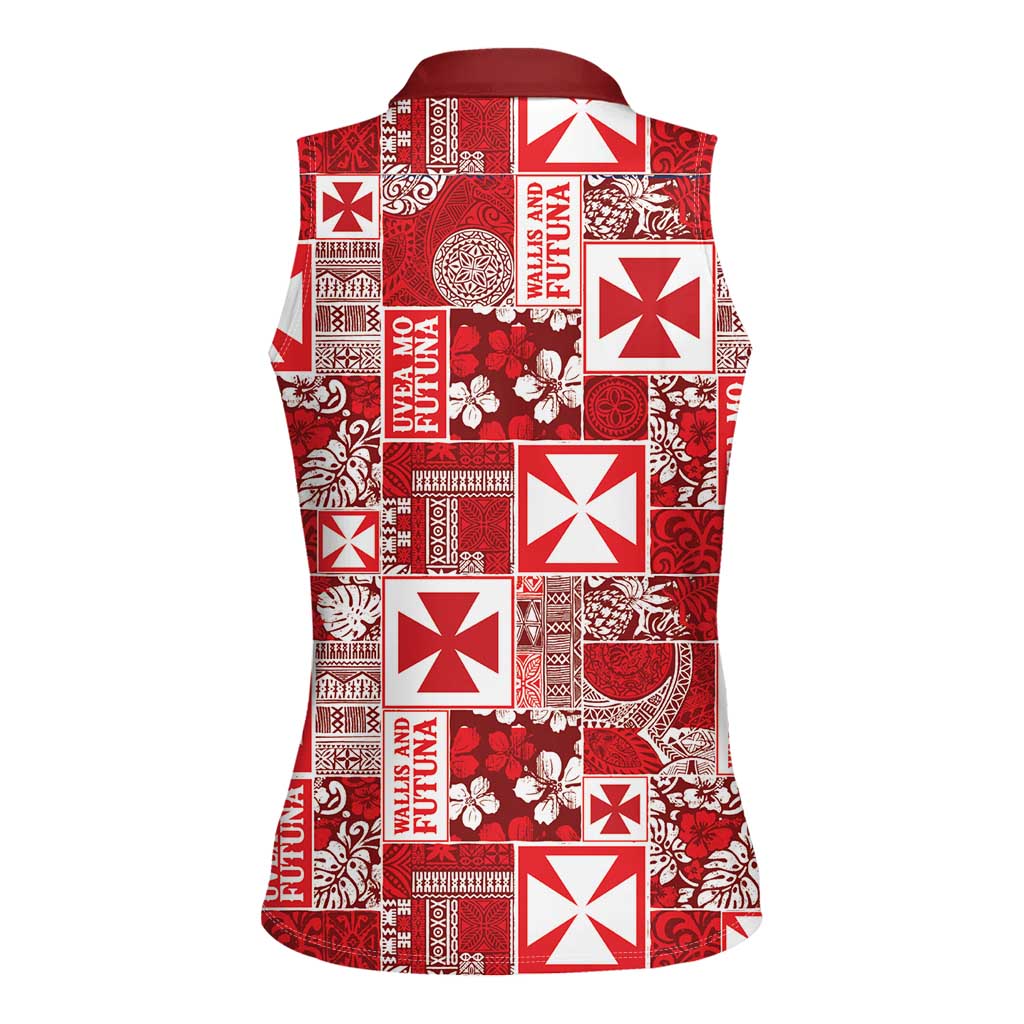 Wallis Et Futuna Kilisimasi Fiefia Women Sleeveless Polo Shirt Pacific Patchwork Xmas Vibes LT9 - Polynesian Pride