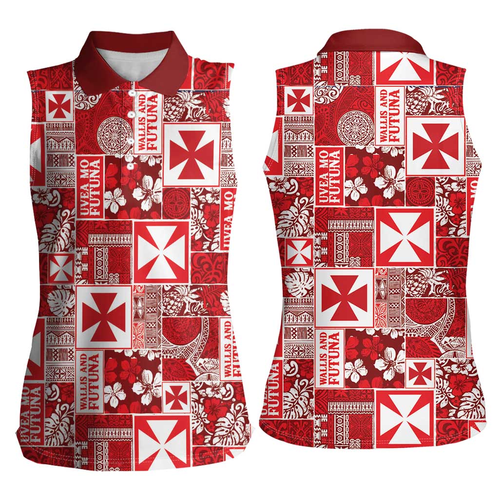 Wallis Et Futuna Kilisimasi Fiefia Women Sleeveless Polo Shirt Pacific Patchwork Xmas Vibes LT9 - Polynesian Pride