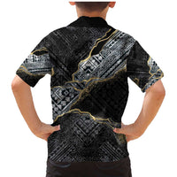 Polynesian Tribal Tattoo Family Matching Mermaid Dress and Hawaiian Shirt Dark Marble Pattern LT9 - Polynesian Pride
