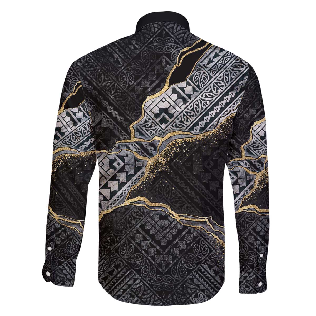 Polynesian Tribal Tattoo Family Matching Off The Shoulder Long Sleeve Dress and Hawaiian Shirt Dark Marble Pattern LT9 - Polynesian Pride