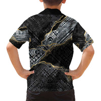 Polynesian Tribal Tattoo Kid Hawaiian Shirt Dark Marble Pattern