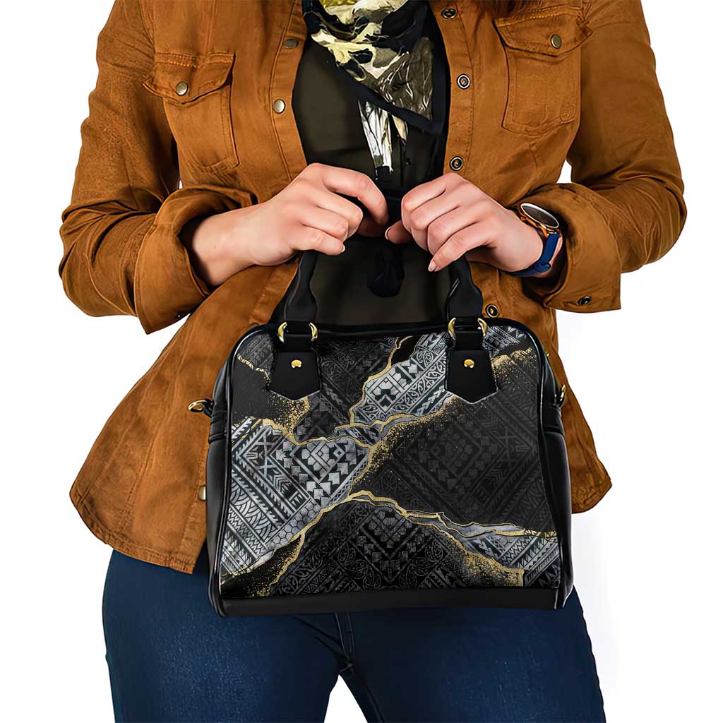 Polynesian Tribal Tattoo Shoulder Handbag Dark Marble Pattern LT9 - Polynesian Pride