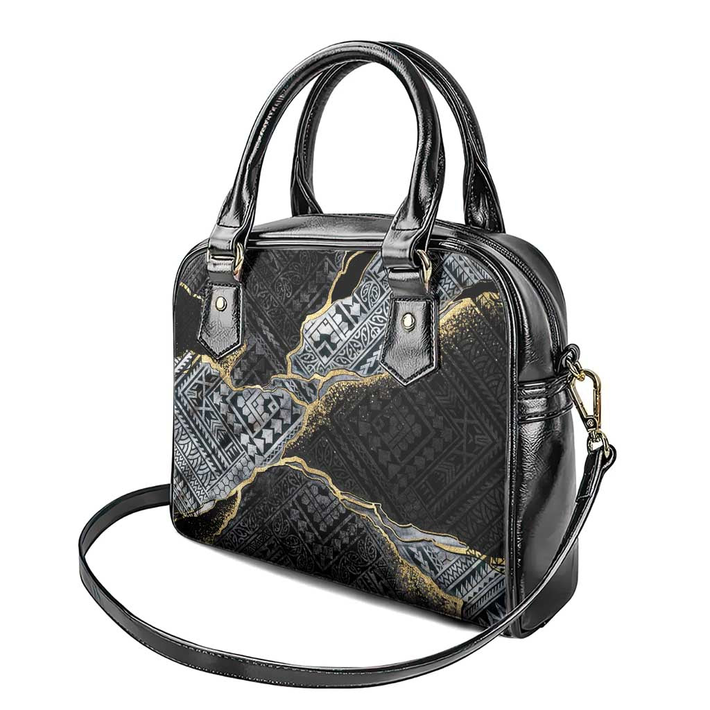 Polynesian Tribal Tattoo Shoulder Handbag Dark Marble Pattern LT9 - Polynesian Pride