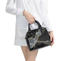 Polynesian Tribal Tattoo Shoulder Handbag Dark Marble Pattern LT9 - Polynesian Pride