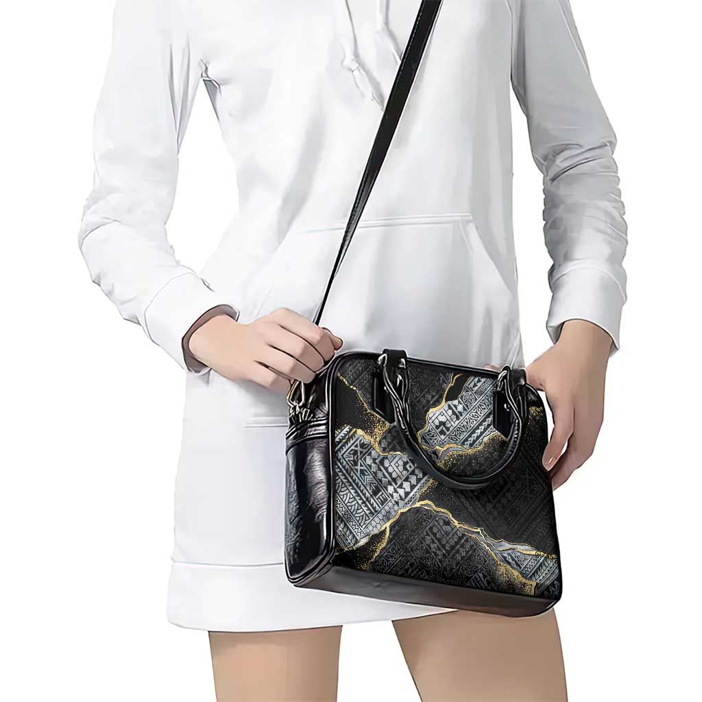 Polynesian Tribal Tattoo Shoulder Handbag Dark Marble Pattern LT9 - Polynesian Pride