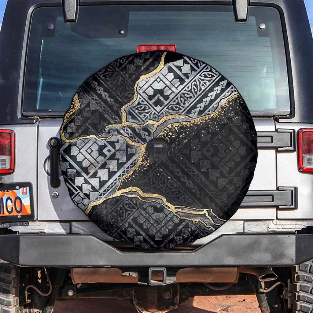 Polynesian Tribal Tattoo Spare Tire Cover Dark Marble Pattern LT9 Black - Polynesian Pride