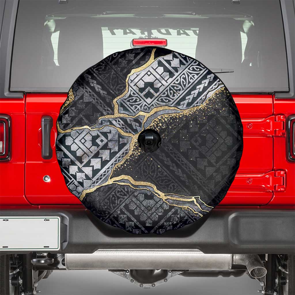 Polynesian Tribal Tattoo Spare Tire Cover Dark Marble Pattern LT9 - Polynesian Pride