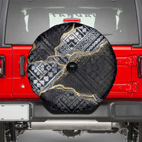 Polynesian Tribal Tattoo Spare Tire Cover Dark Marble Pattern LT9 - Polynesian Pride