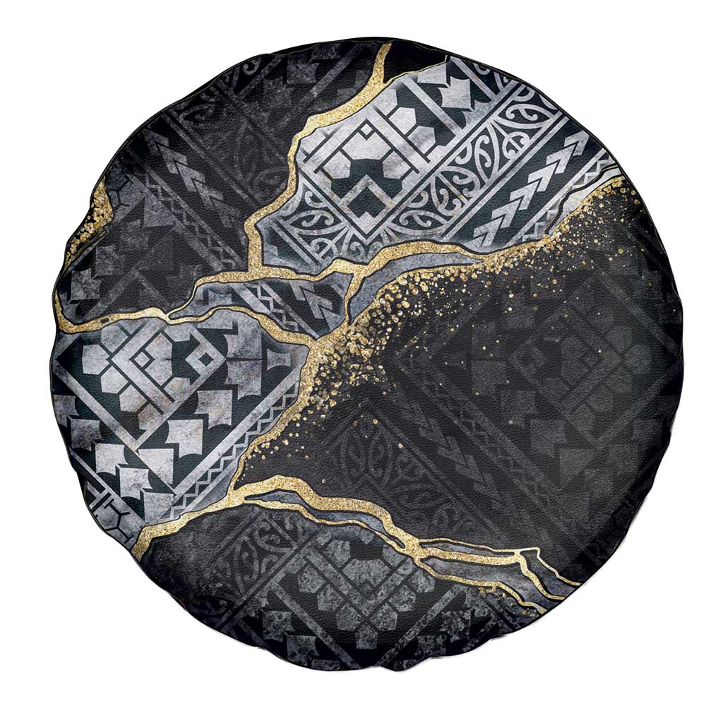 Polynesian Tribal Tattoo Spare Tire Cover Dark Marble Pattern LT9 - Polynesian Pride