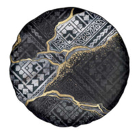 Polynesian Tribal Tattoo Spare Tire Cover Dark Marble Pattern LT9 - Polynesian Pride