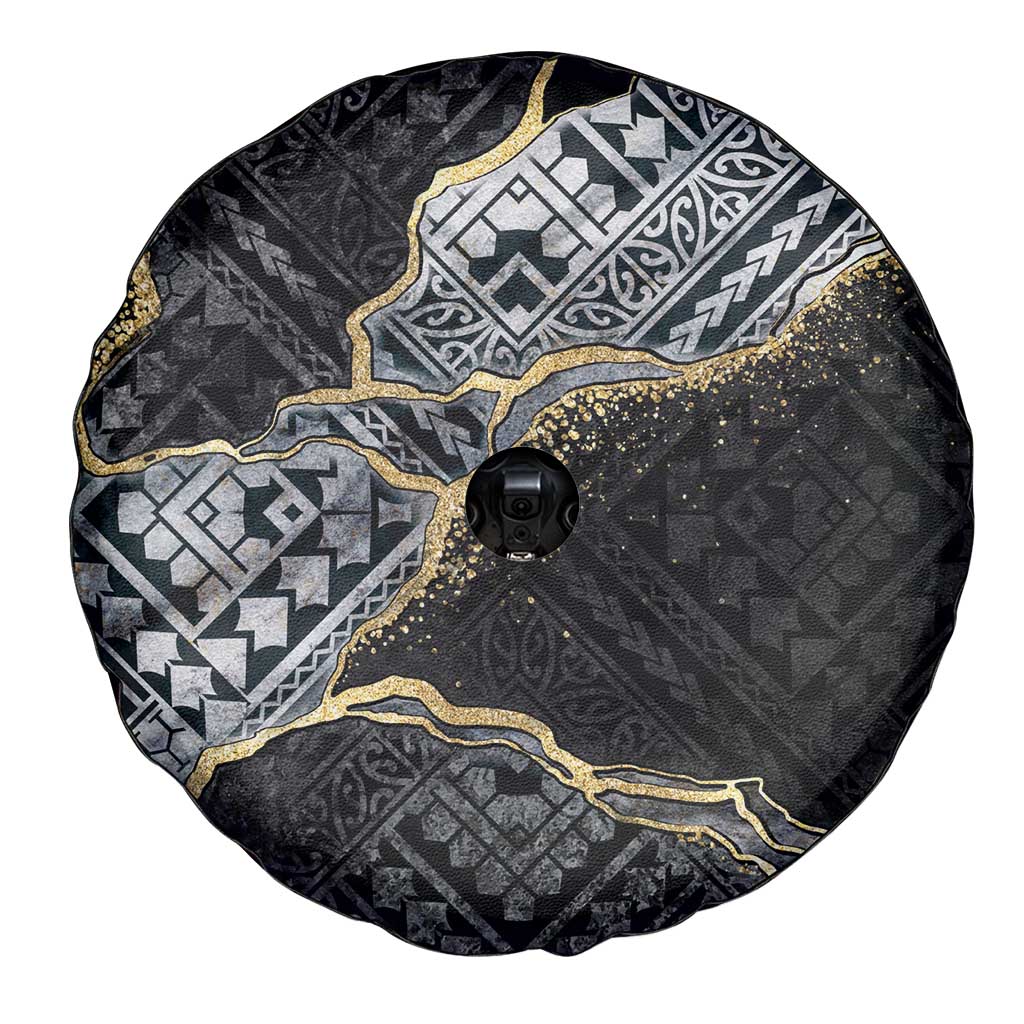 Polynesian Tribal Tattoo Spare Tire Cover Dark Marble Pattern LT9 - Polynesian Pride