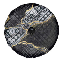 Polynesian Tribal Tattoo Spare Tire Cover Dark Marble Pattern LT9 - Polynesian Pride