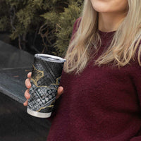 Polynesian Tribal Tattoo Tumbler Cup Dark Marble Pattern