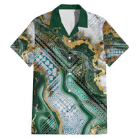Polynesian Tribal Tattoo Family Matching Mermaid Dress and Hawaiian Shirt Green Marble Pattern LT9 Dad's Shirt - Short Sleeve Green - Polynesian Pride
