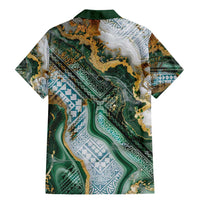 Polynesian Tribal Tattoo Family Matching Mermaid Dress and Hawaiian Shirt Green Marble Pattern LT9 - Polynesian Pride