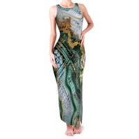 Polynesian Tribal Tattoo Family Matching Tank Maxi Dress and Hawaiian Shirt Green Marble Pattern LT9 Mom's Dress Green - Polynesian Pride