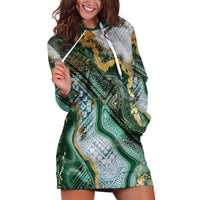 Polynesian Tribal Tattoo Hoodie Dress Green Marble Pattern LT9 Green - Polynesian Pride