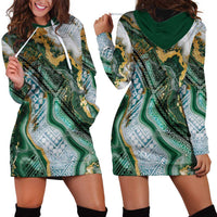 Polynesian Tribal Tattoo Hoodie Dress Green Marble Pattern LT9 - Polynesian Pride