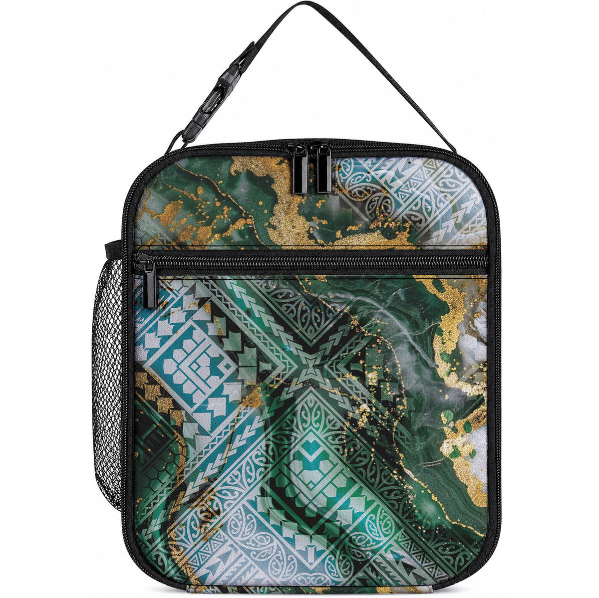 Polynesian Tribal Tattoo Lunch Bag Green Marble Pattern LT9 10.2 × 8.3 × 4.3 inch Green - Polynesian Pride