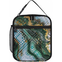 Polynesian Tribal Tattoo Lunch Bag Green Marble Pattern LT9 10.2 × 8.3 × 4.3 inch Green - Polynesian Pride