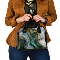 Polynesian Tribal Tattoo Shoulder Handbag Green Marble Pattern LT9 - Polynesian Pride
