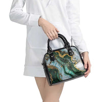 Polynesian Tribal Tattoo Shoulder Handbag Green Marble Pattern LT9 - Polynesian Pride