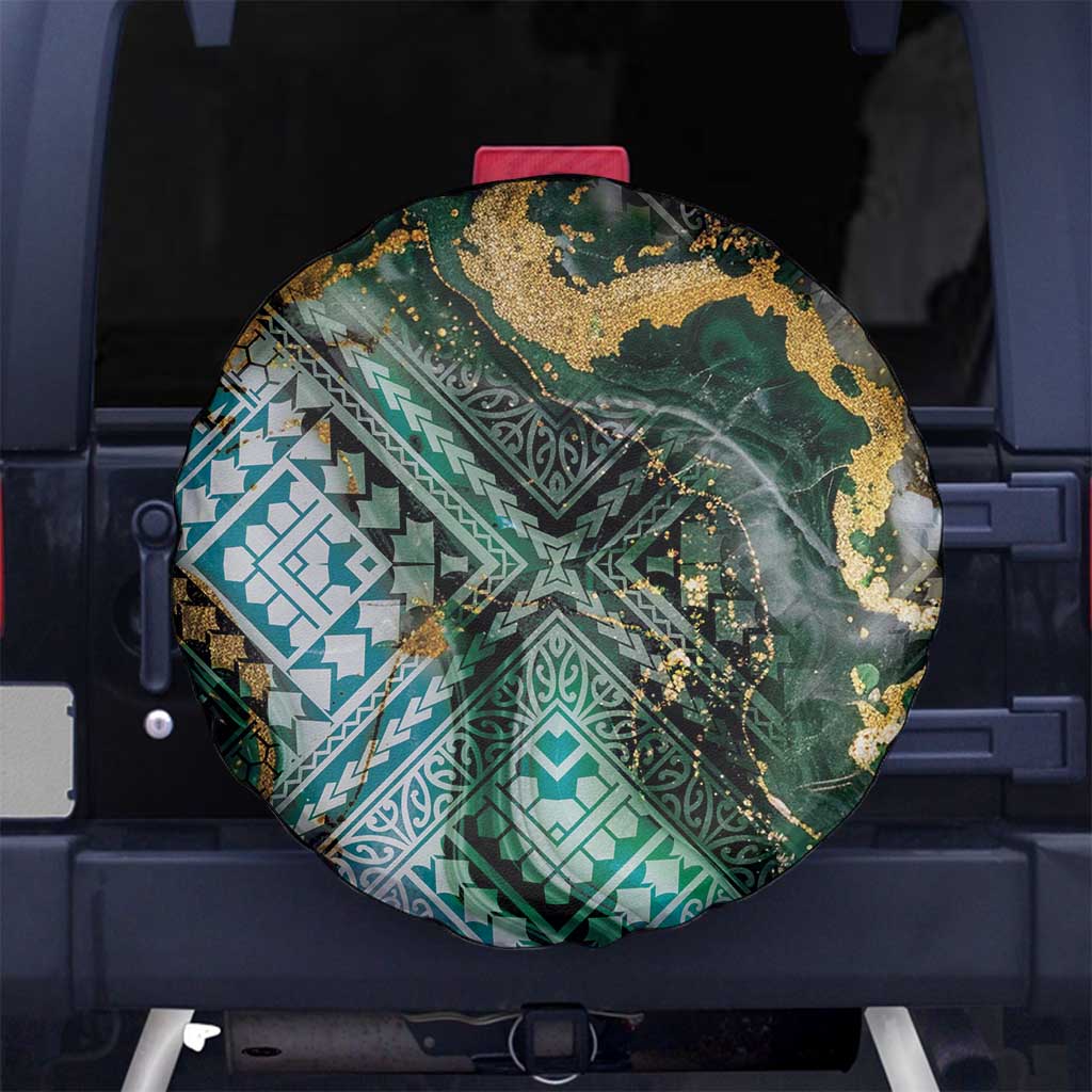 Polynesian Tribal Tattoo Spare Tire Cover Green Marble Pattern LT9 - Polynesian Pride