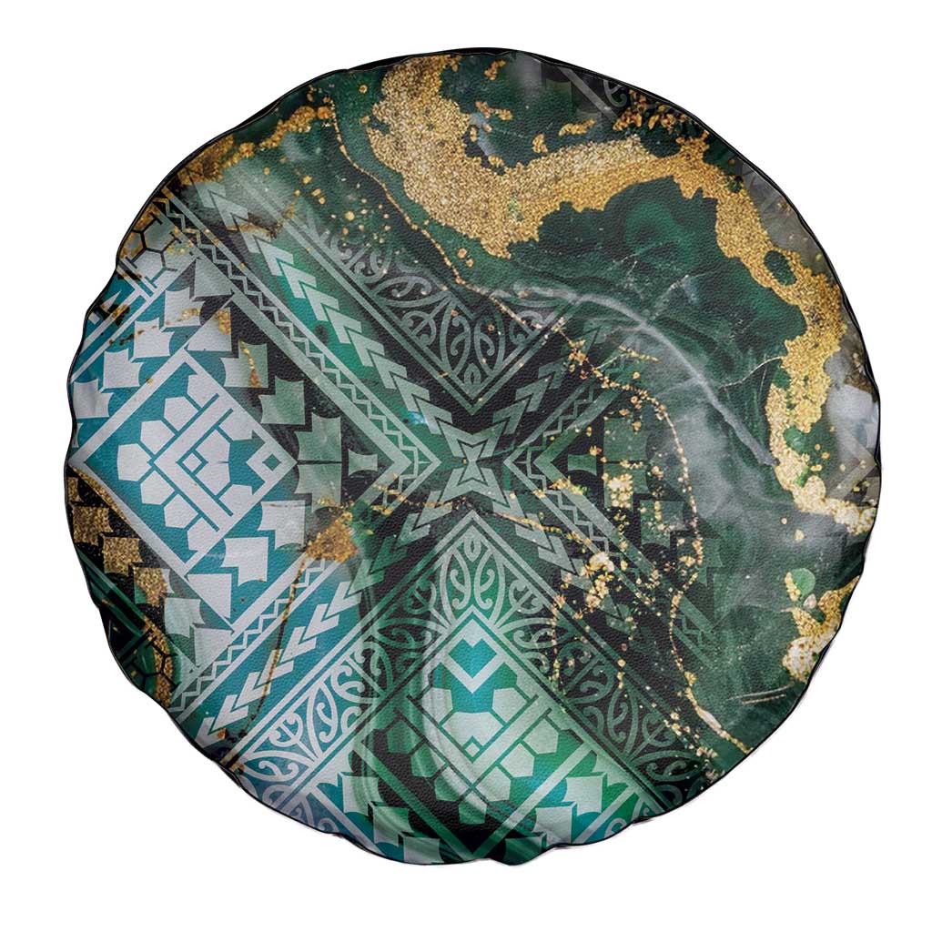Polynesian Tribal Tattoo Spare Tire Cover Green Marble Pattern LT9 - Polynesian Pride