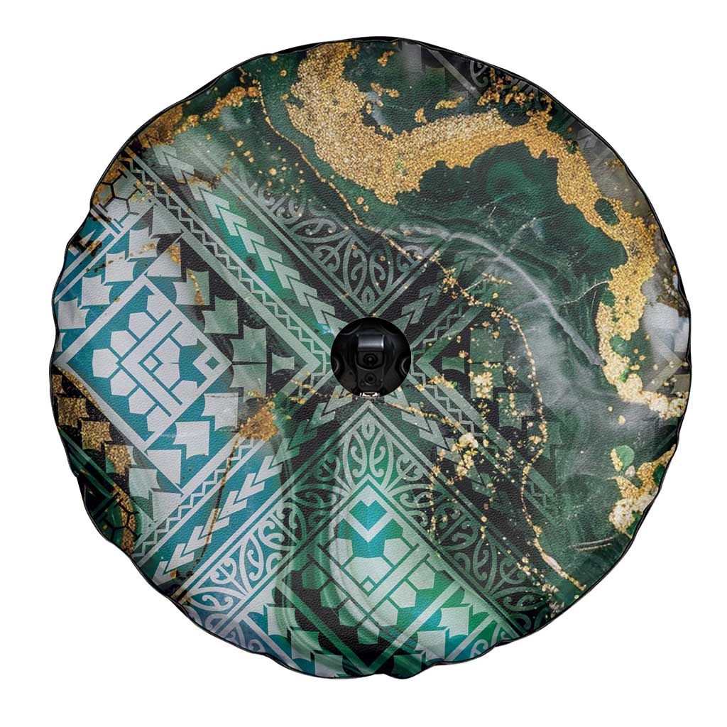 Polynesian Tribal Tattoo Spare Tire Cover Green Marble Pattern LT9 - Polynesian Pride