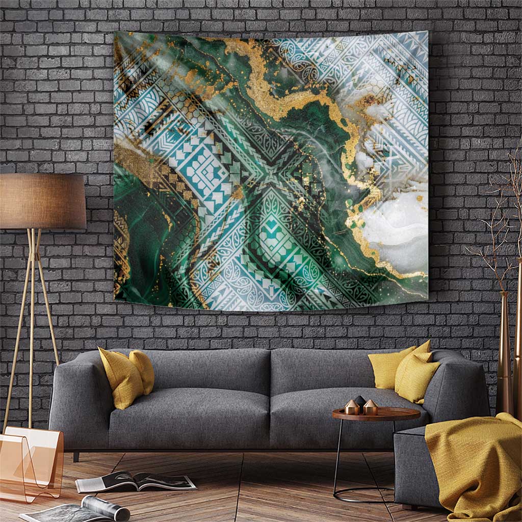 Polynesian Tribal Tattoo Tapestry Green Marble Pattern LT9 Green - Polynesian Pride