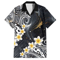 Polynesian Tribal Tattoo Family Matching Off Shoulder Short Dress and Hawaiian Shirt Plumeria Black Gold Marble Pattern LT9 Dad's Shirt - Short Sleeve Black - Polynesian Pride