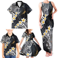 Polynesian Tribal Tattoo Family Matching Tank Maxi Dress and Hawaiian Shirt Plumeria Black Gold Marble Pattern LT9 - Polynesian Pride