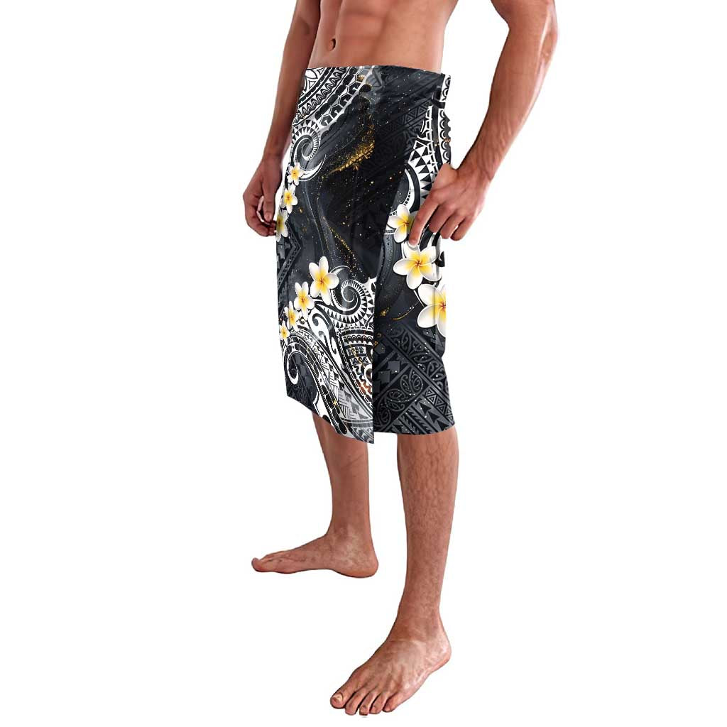 Polynesian Tribal Tattoo Lavalava Plumeria Black Gold Marble Pattern
