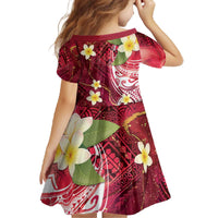 Polynesian Tribal Tattoo Family Matching Off The Shoulder Long Sleeve Dress and Hawaiian Shirt Plumeria Blood Red and Gold Marble Pattern LT9 - Polynesian Pride