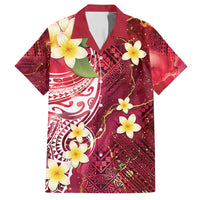 Polynesian Tribal Tattoo Family Matching Tank Maxi Dress and Hawaiian Shirt Plumeria Blood Red and Gold Marble Pattern LT9 Dad's Shirt - Short Sleeve Red - Polynesian Pride