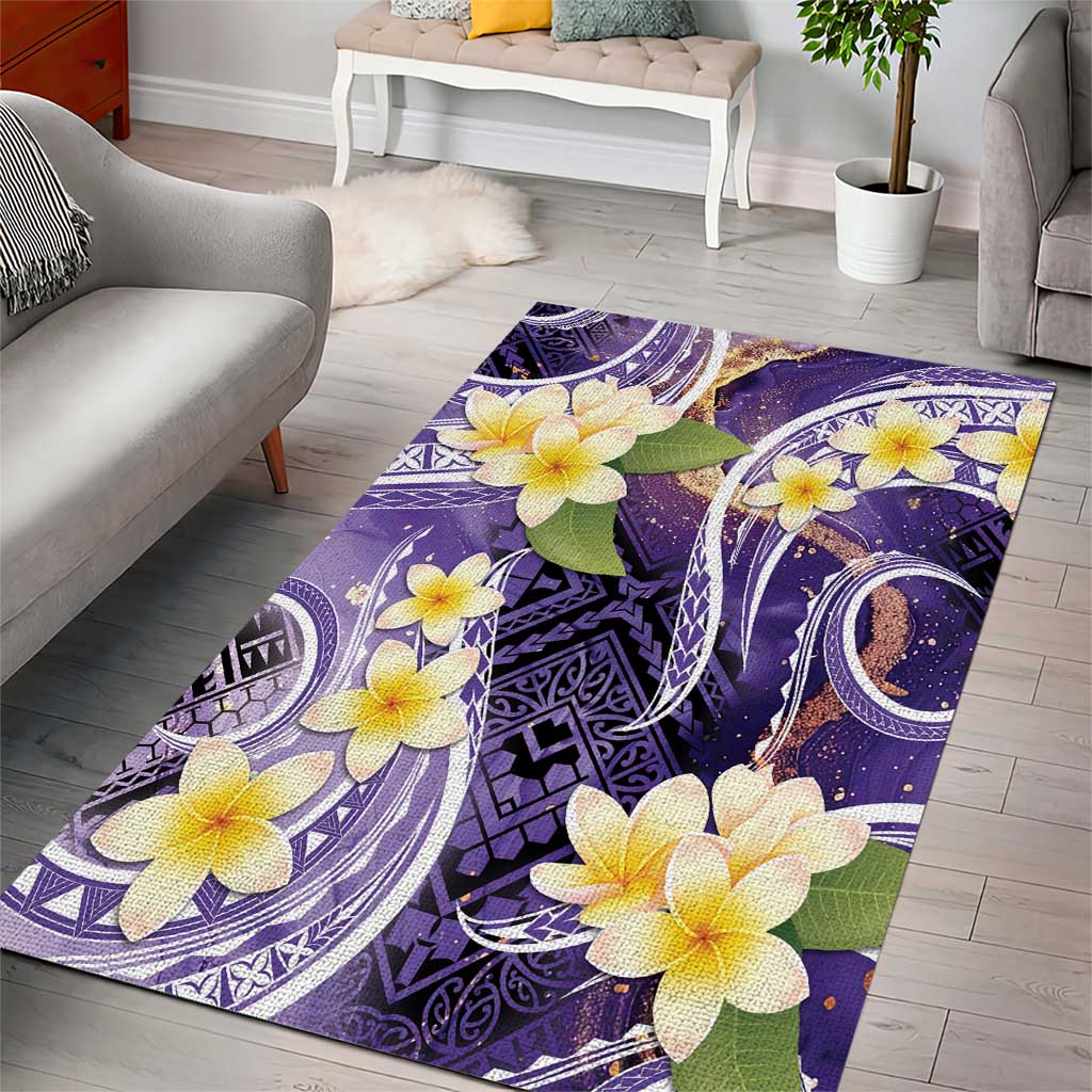 Polynesian Tribal Tattoo Area Rug Plumeria Purple Marble Pattern LT9 - Polynesian Pride